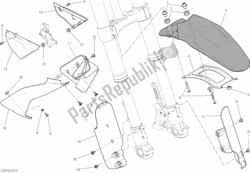 All parts for the 033 - Half Fairing of the Ducati Scrambler Urban Enduro Thailand 803 2017